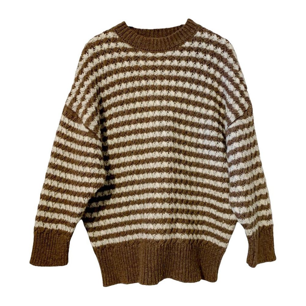 ZARA chunky cable stitches stripe sweater Sz S